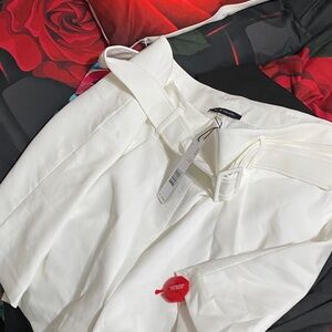 Elie Tahari Cream Belted Trousers